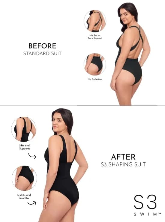 S3 Swim Women's Cinch One Piece Swimsuit Onyx Black | Tummy Control & Support (70-120 chars) thumbnail 2