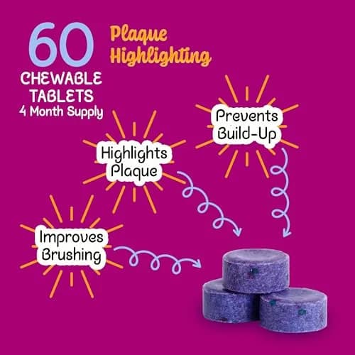 Lingito Plaque Disclosing Tablets Berry Flavor 60 Count (Pack of 1) | Visualize Plaque for Better Oral Hygiene thumbnail 2