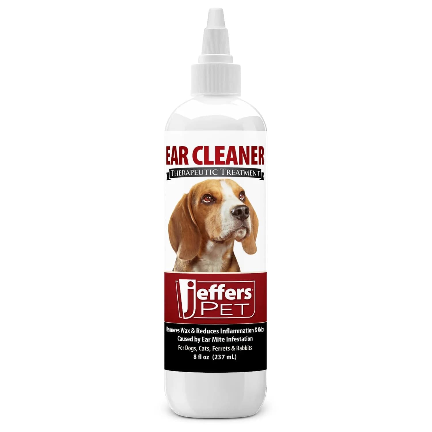 Jeffers Ear Flush for Dogs, Cats & Puppies 8 oz | Gentle Ear Cleaning Solution with Ketoconazole — Ear Cleaner