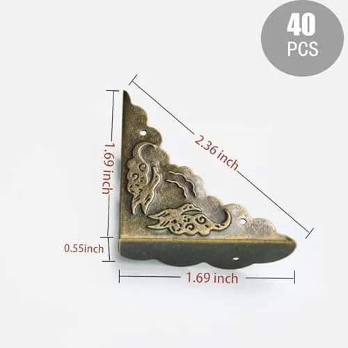 RFORPLY Metal Furniture Corner Protector 40 pcs | Antique Bronze, Vintage Style, Iron, 1.69x1.69x2.36 inch thumbnail 2
