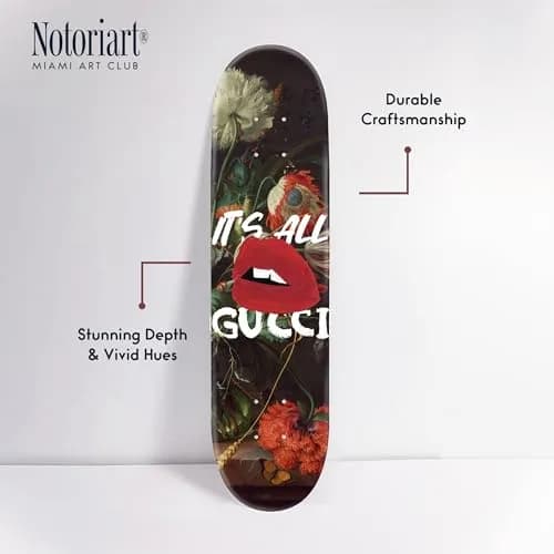 NotoriArt Modern Typography Acrylic Wall Art Die-Cut 8" x 32" Graffiti Lips Skateboard thumbnail 4