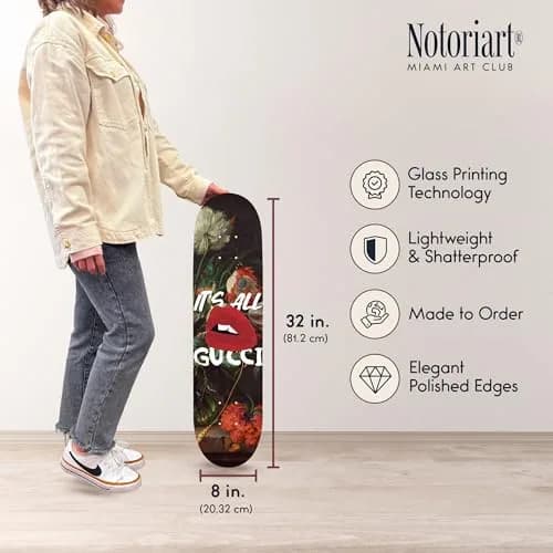 NotoriArt Modern Typography Acrylic Wall Art Die-Cut 8" x 32" Graffiti Lips Skateboard thumbnail 6