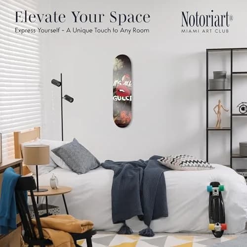 NotoriArt Modern Typography Acrylic Wall Art Die-Cut 8" x 32" Graffiti Lips Skateboard thumbnail 2
