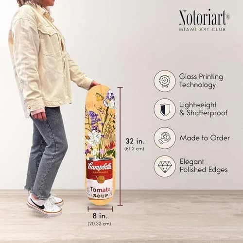 NotoriArt Trendy Pop Acrylic Wall Art Die-Cut 8" x 32" Floral Soup Can Skateboard thumbnail 6