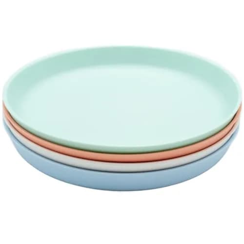 WeeSprout Bamboo Plates Set of 4 Kid-Sized Dinnerware | BPA-Free & Dishwasher Safe thumbnail 1