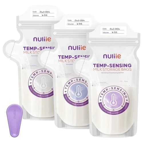 Nuliie Temp-Sensing Breastmilk Storage Bags 150 Count (6oz/177ml) | BPA-Free, Leak-Proof, Double Zipper with Magnetic Clip thumbnail 1