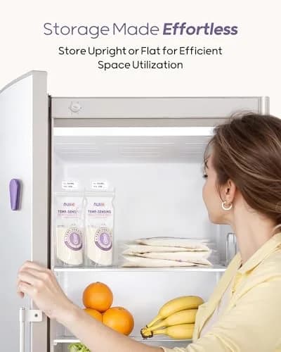 Nuliie Temp-Sensing Breastmilk Storage Bags 240 Count | 6oz Freezer Safe with Locking Clamp & Pour Spout thumbnail 6