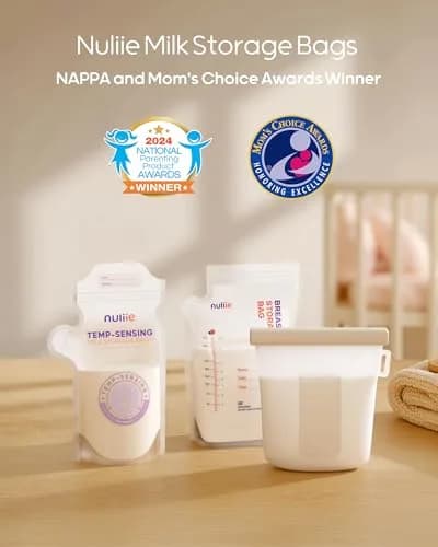 Nuliie Temp-Sensing Breastmilk Storage Bags 240 Count | 6oz Freezer Safe with Locking Clamp & Pour Spout thumbnail 2