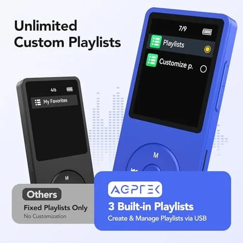 AGPTEK A02PL MP3 Player 64GB Deep Blue | 65 Hours Playback thumbnail 7