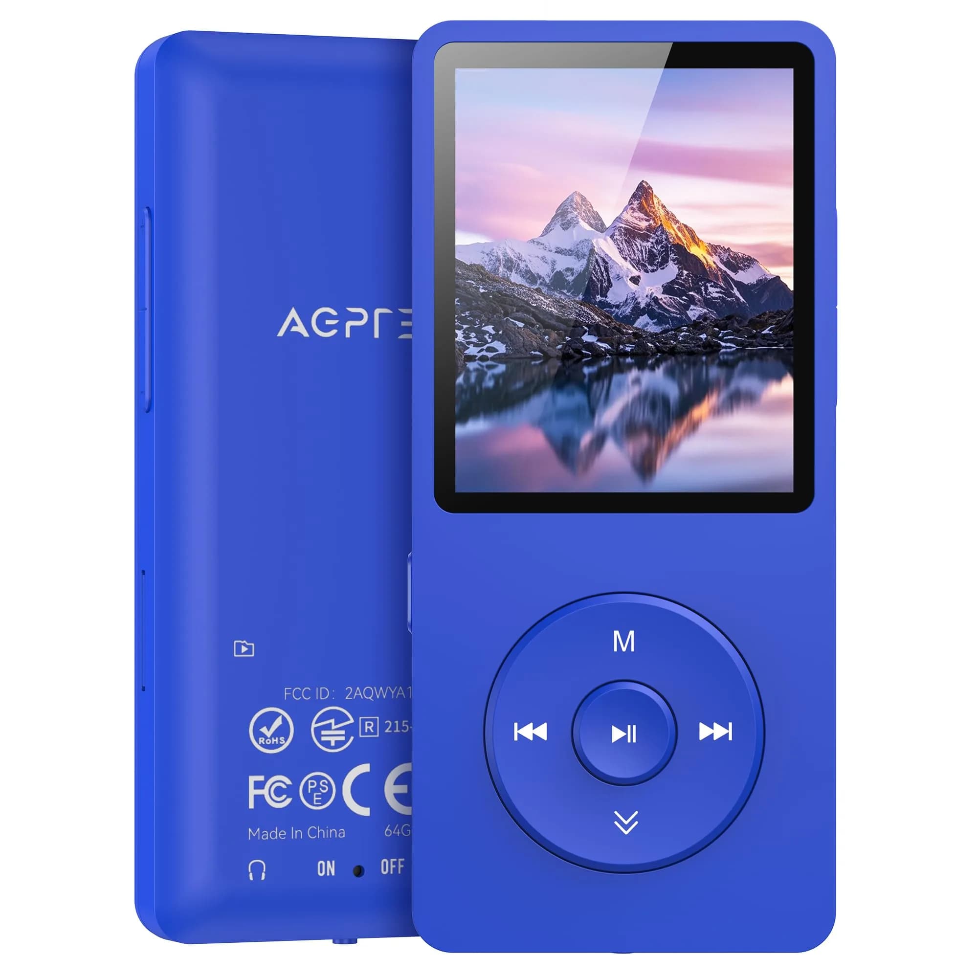 AGPTEK A02PL MP3 Player 64GB Deep Blue | 65 Hours Playback