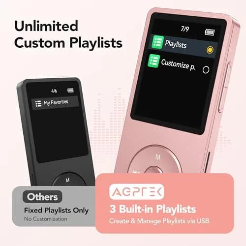 AGPTEK A02PL MP3 Player 64GB Rose Gold | 65 Hours Playback thumbnail 7