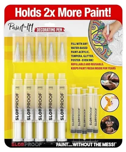 Slobproof Paint It! Decorating Pen Set with 5 Refillable Pens | Mess-Free Precision for Crafts & DIY thumbnail 1