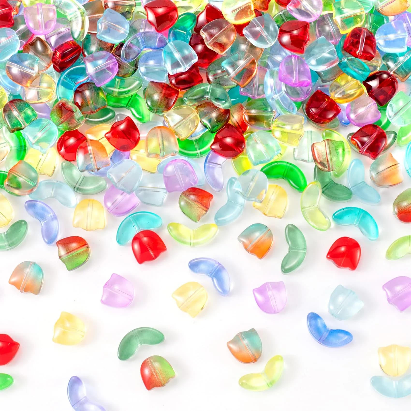 PAGOW 120pcs Tulip Flower Glass Beads | Colorful Czech Handcrafted Loose Glass Beads for Jewelry - main product image