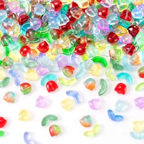 PAGOW 120pcs Tulip Flower Glass Beads | Colorful Czech Handcrafted Loose Glass Beads for Jewelry thumbnail 1