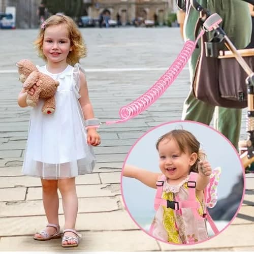 Accmor Butterfly Toddler Harness Leash with Wrist Link (Mini, Light Pink/Love) | 3-in-1 Safety & Independence thumbnail 7
