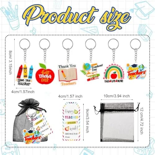 Sureio Teacher Appreciation Gifts Set | 12 Silicone Keychains & Motivational Cards for Women thumbnail 3