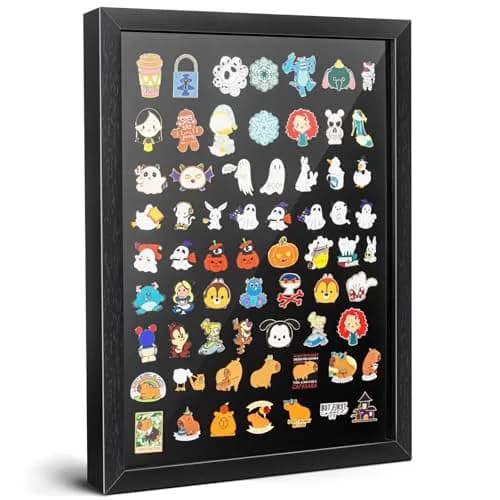 tutata 12x16 Pin Display Case Wall Mount Shadow Box | Holds 80 Pins, Durable Fiberboard, Black thumbnail 1