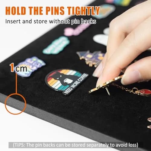 tutata 12x16 Pin Display Case Wall Mount Shadow Box | Holds 80 Pins, Durable Fiberboard, Black thumbnail 2