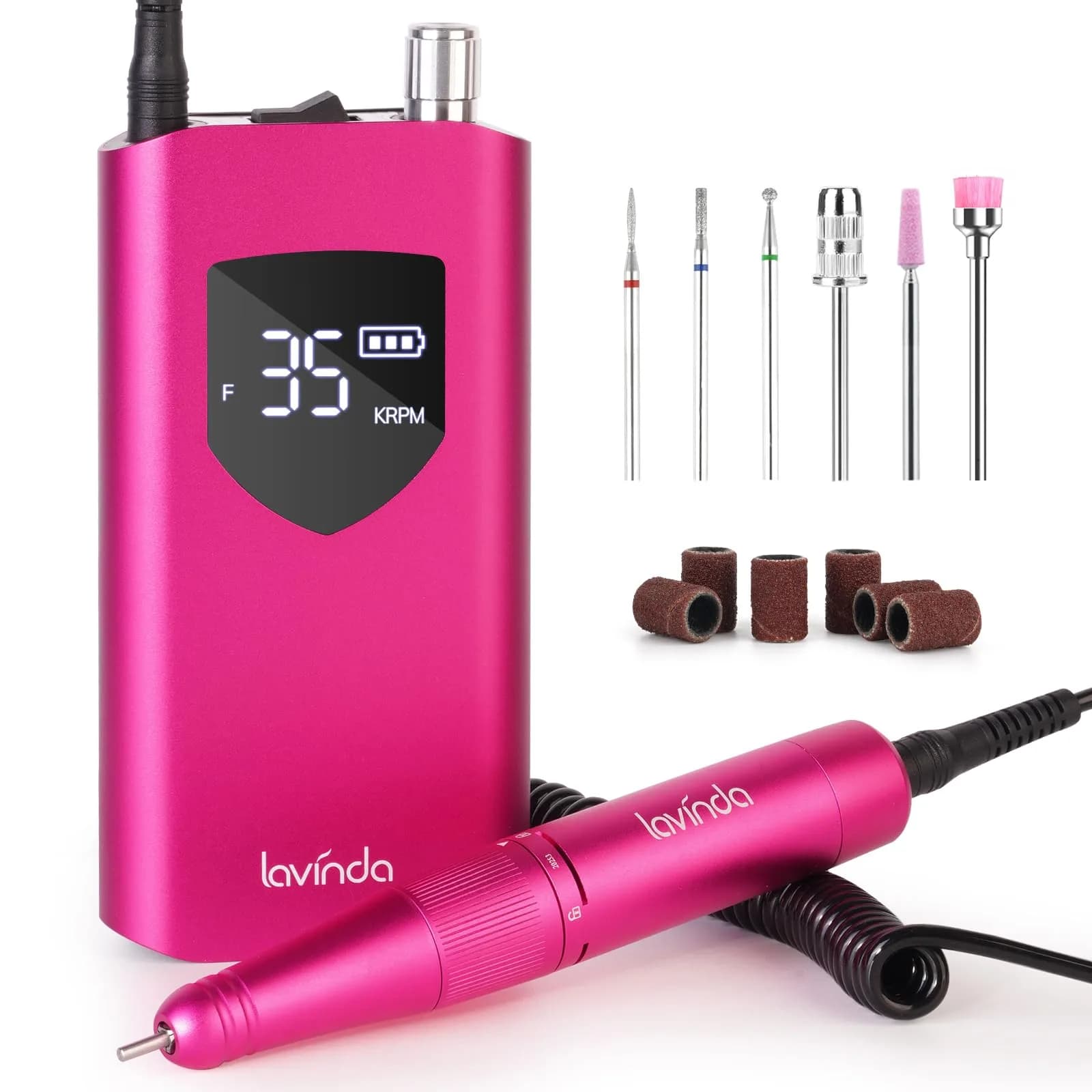 Lavinda Professional Nail Drill 35000 RPM Cordless Efile Machine | 10-Hour Battery, Viva Magenta — Viva Magenta
