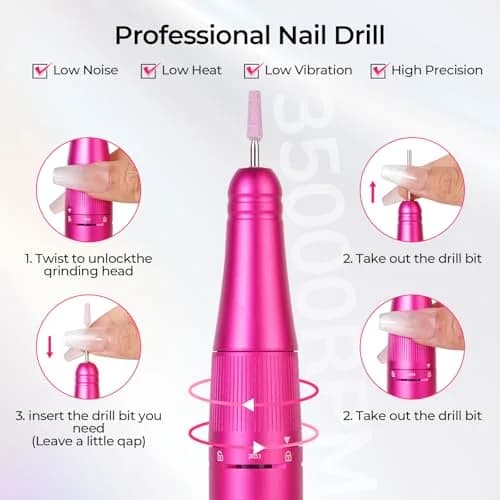 Lavinda Professional Nail Drill 35000 RPM Cordless Efile Machine | 10-Hour Battery, Viva Magenta thumbnail 7
