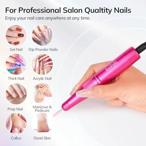 Lavinda Professional Nail Drill 35000 RPM Cordless Efile Machine | 10-Hour Battery, Viva Magenta thumbnail 2