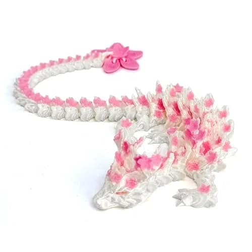 SGYYSG 3D Printed Articulated Dragon Toy, 12 Inch Cherry Blossom Crystal Dragon | Fantasy Collectible with Glow Effect thumbnail 1