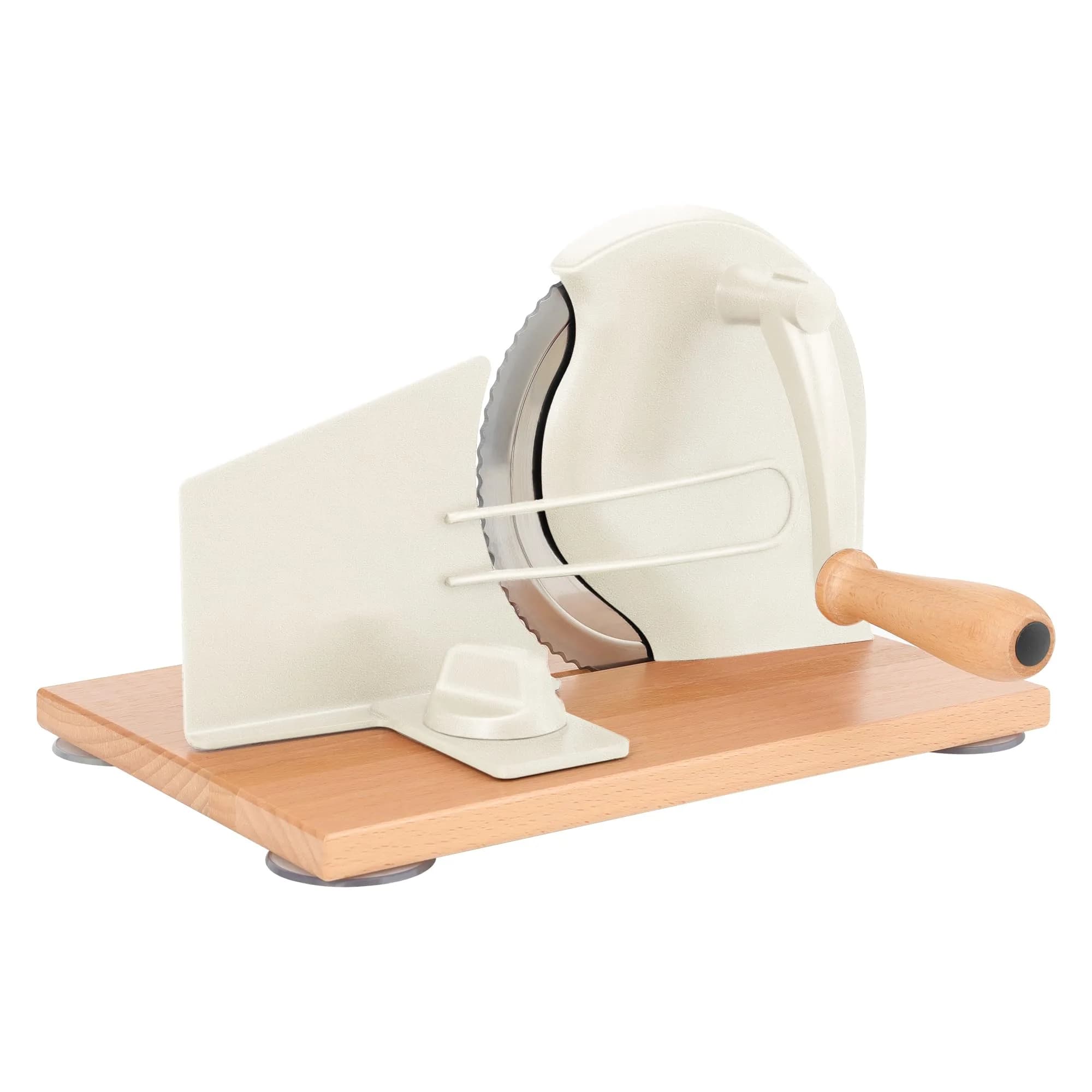 CAWIU Sourdough Bread Slicer, Manual Bread Cutter with Hand Crank, Black | Adjustable Thickness 23mm (0.9 inch) — Cream