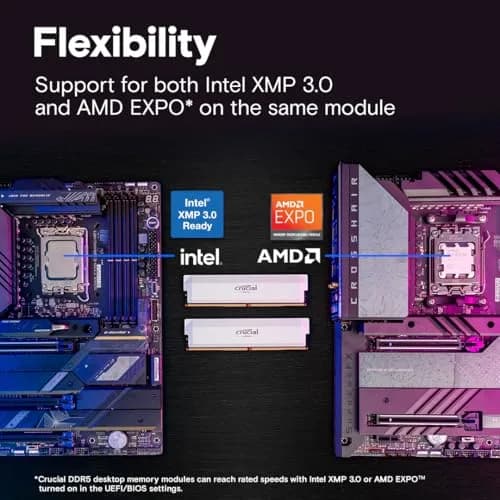 Crucial Pro DDR5 RAM 64GB Kit (2x32GB) 6000MHz CL40 White | Overclocking Desktop Gaming Memory thumbnail 4