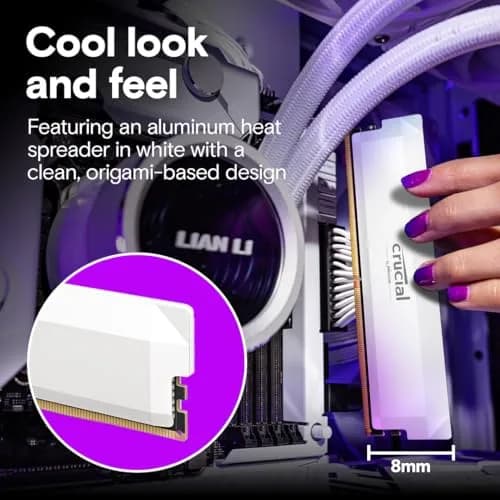 Crucial Pro DDR5 RAM 64GB Kit (2x32GB) 6000MHz CL40 White | Overclocking Desktop Gaming Memory thumbnail 5
