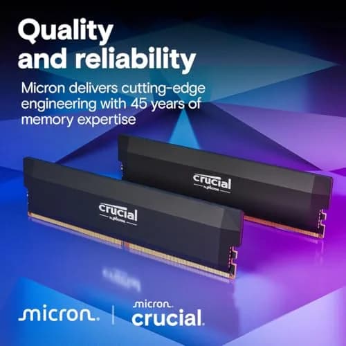 Crucial Pro DDR5 RAM 64GB Kit (2x32GB) 6000MHz CL40 | Overclocking Gaming Memory, Intel XMP & AMD Expo Compatible thumbnail 6