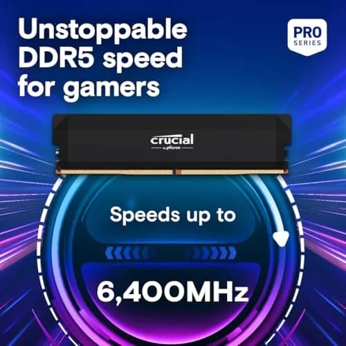 Crucial Pro DDR5 RAM 64GB Kit (2x32GB) 6000MHz CL40 | Overclocking Gaming Memory, Intel XMP & AMD Expo Compatible thumbnail 2