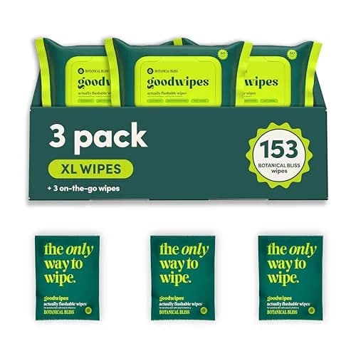 goodwipes Flushable Wipes Botanical Bliss 153 Count (3 Pack + 3 Singles) | Septic Safe & Plant-Based thumbnail 1