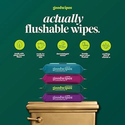 goodwipes Flushable Wipes Botanical Bliss 153 Count (3 Pack + 3 Singles) | Septic Safe & Plant-Based thumbnail 2