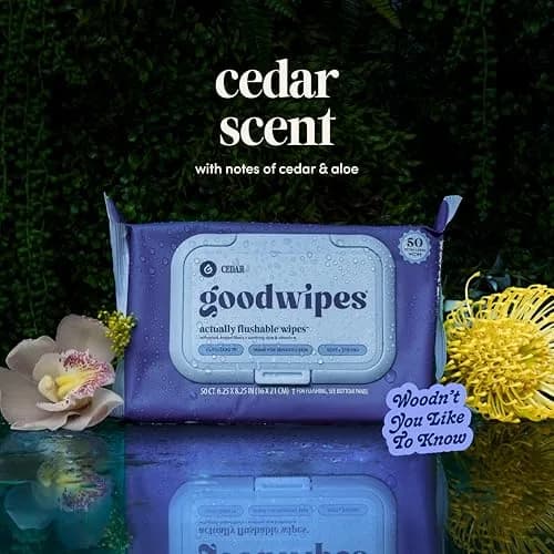 goodwipes Flushable Wipes Cedar XL Size 150 Count (3 Pack + 3 Singles) | Septic Safe & Plant-Based thumbnail 9