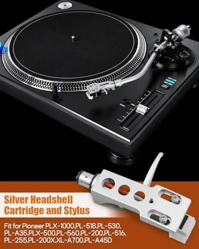 Wujexuhe Silver Headshell for Pioneer Turntables | High-Quality Magnetic Cartridge Stylus (13mm Fixing Hole) thumbnail 2