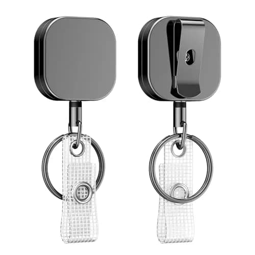 Uniclife 2 PC Retractable Badge Reel for Badge Holder | Heavy Duty Metal, 23.6 Inch Nylon Rope, All Metal Casing thumbnail 1