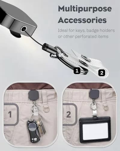 Uniclife 2 PC Retractable Badge Reel for Badge Holder | Heavy Duty Metal, 23.6 Inch Nylon Rope, All Metal Casing thumbnail 6