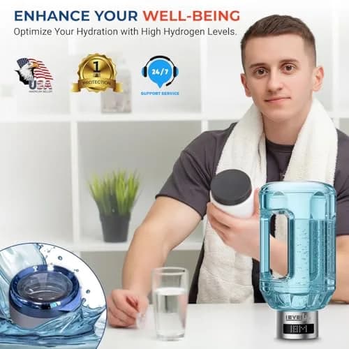 Level Up Way Hydrogen Water Bottle Generator 1.5L (51oz) | Portable Electrolysis with Digital Display thumbnail 8