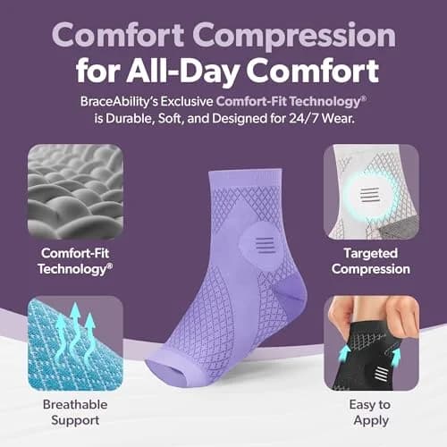 BraceAbility Neuropathy Socks Medium - White | Medical Compression Garment for Nerve Pain Relief thumbnail 3