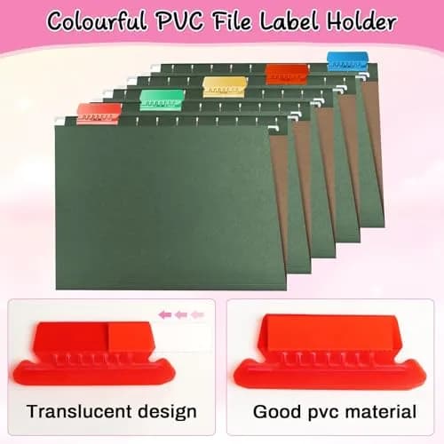 Selizo Hanging File Folder Tabs & Inserts 2" Wide, Multicolor | 100 Sets for Easy Organization thumbnail 5