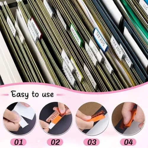 Selizo Hanging File Folder Tabs & Inserts 2" Wide, Multicolor | 100 Sets for Easy Organization thumbnail 6