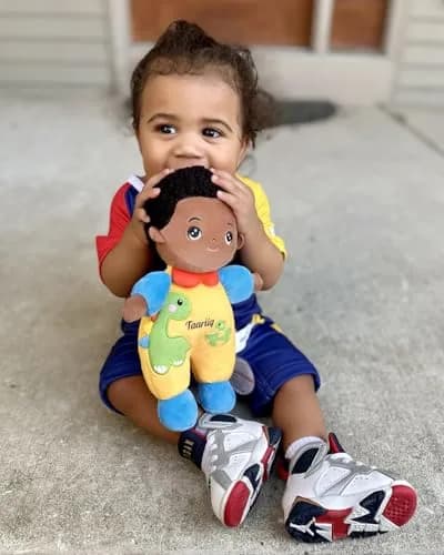 OUOZZZ Soft Black Baby Boy Doll Set 25.4cm (10 inches) | Educational Pretend Play for Toddlers thumbnail 5