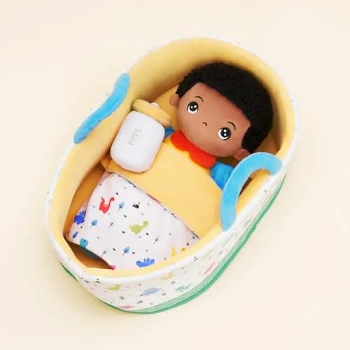 OUOZZZ Soft Black Baby Boy Doll Set 25.4cm (10 inches) | Educational Pretend Play for Toddlers thumbnail 2