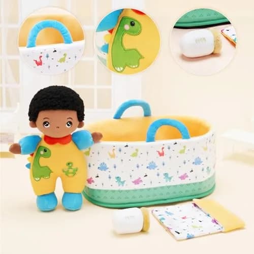 OUOZZZ Soft Black Baby Boy Doll Set 25.4cm (10 inches) | Educational Pretend Play for Toddlers thumbnail 3