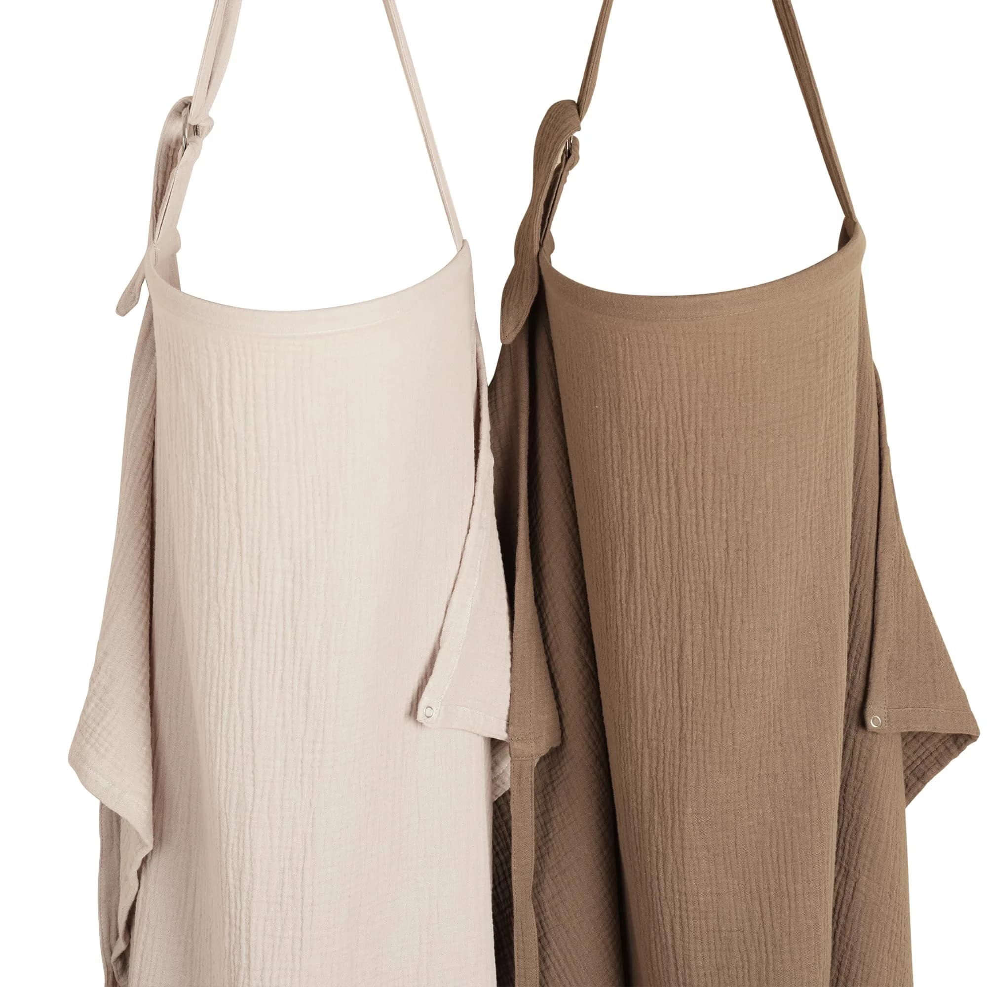 Konssy 2-Pack Muslin Nursing Cover Up with Rigid Hoop | 100% Cotton, Breathable, Adjustable Strap