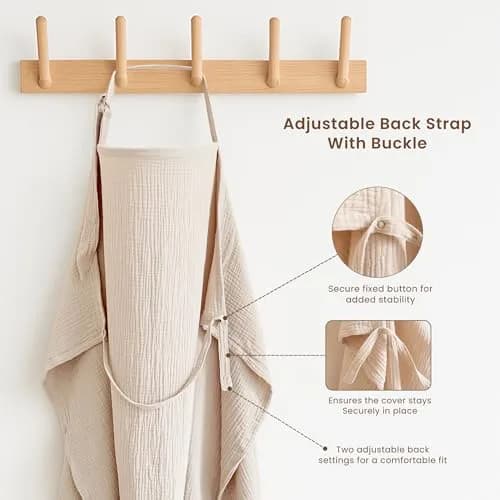 Konssy 2-Pack Muslin Nursing Cover Up with Rigid Hoop | 100% Cotton, Breathable, Adjustable Strap thumbnail 4