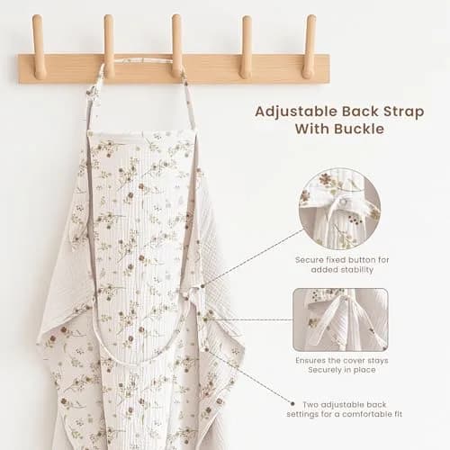 Konssy 2-Pack Muslin Nursing Cover Up with Rigid Hoop | 100% Cotton, Breathable, Adjustable Fit thumbnail 4