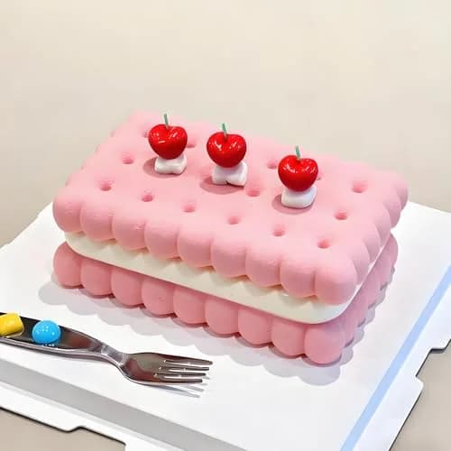 Fchil Silicone Cookie Biscuit Mold for Ice Cream Sandwich Cake | Non-Stick, 2 Cavities, White thumbnail 4