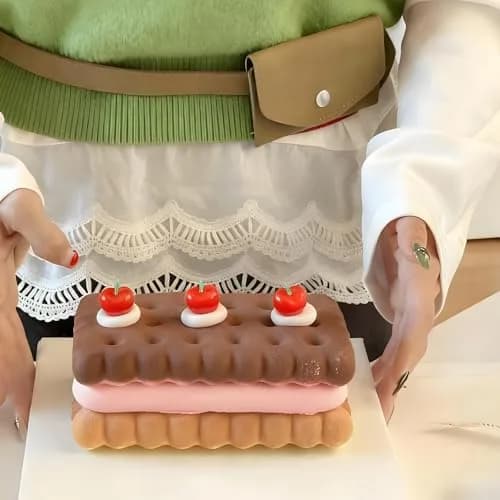 Fchil Silicone Cookie Biscuit Mold for Ice Cream Sandwich Cake | Non-Stick, 2 Cavities, White thumbnail 6
