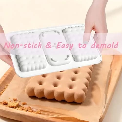 Fchil Silicone Cookie Biscuit Mold for Ice Cream Sandwich Cake | Non-Stick, 2 Cavities, White thumbnail 3